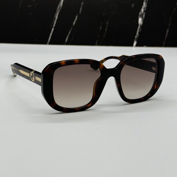 NEW GUCCI GG1557SK 002 WOMEN SUNGLASSES SQUARE GUCCI HAVANA BROWN EYEWEAR - Picture 1 of 11